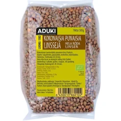 Aduki Luomu Kokonainen Punainen Linssi