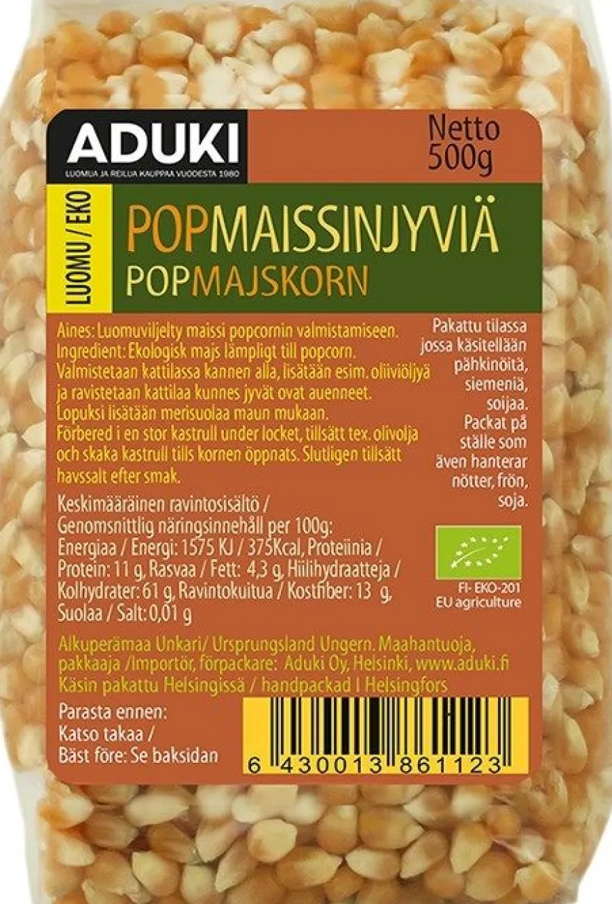 Aduki Luomu Popcorn Maissinjyvät