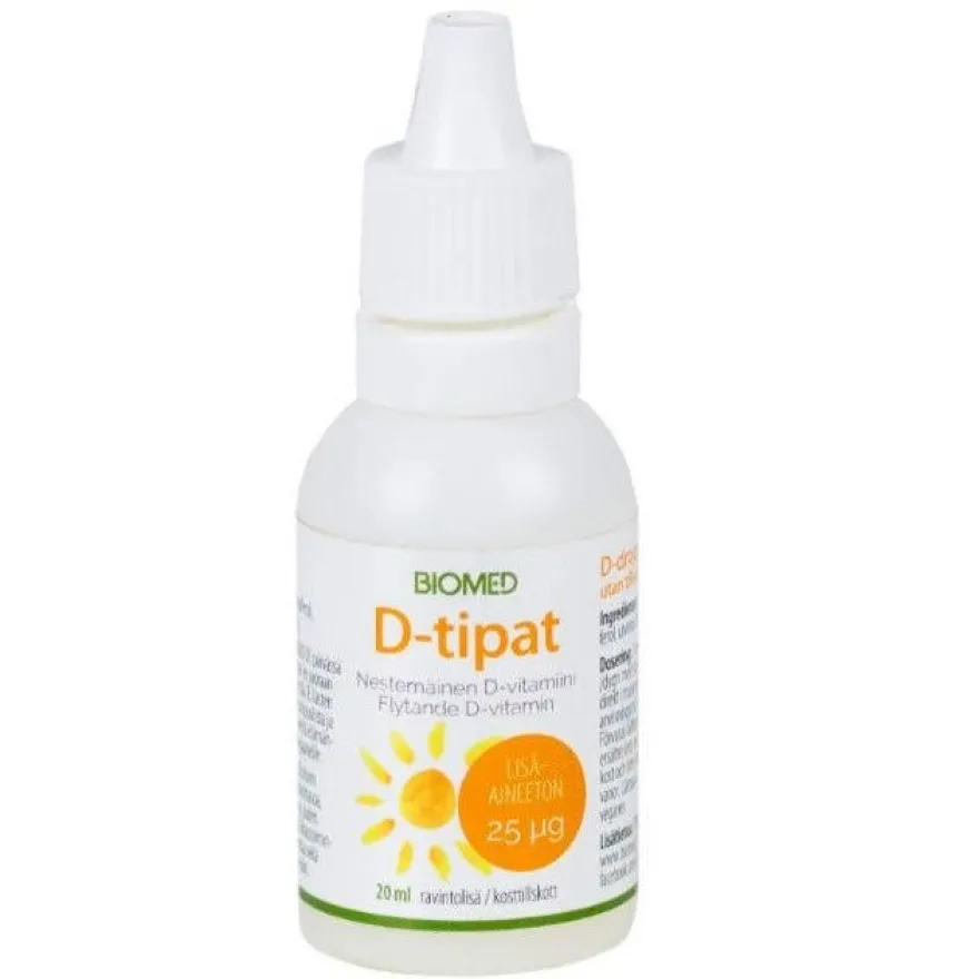 Biomed Lisäaineettomat D-vitamiinitipat 25 mikrog