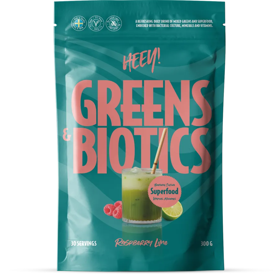 Heey! Greens & Biotics Superfood Raspberry Lime