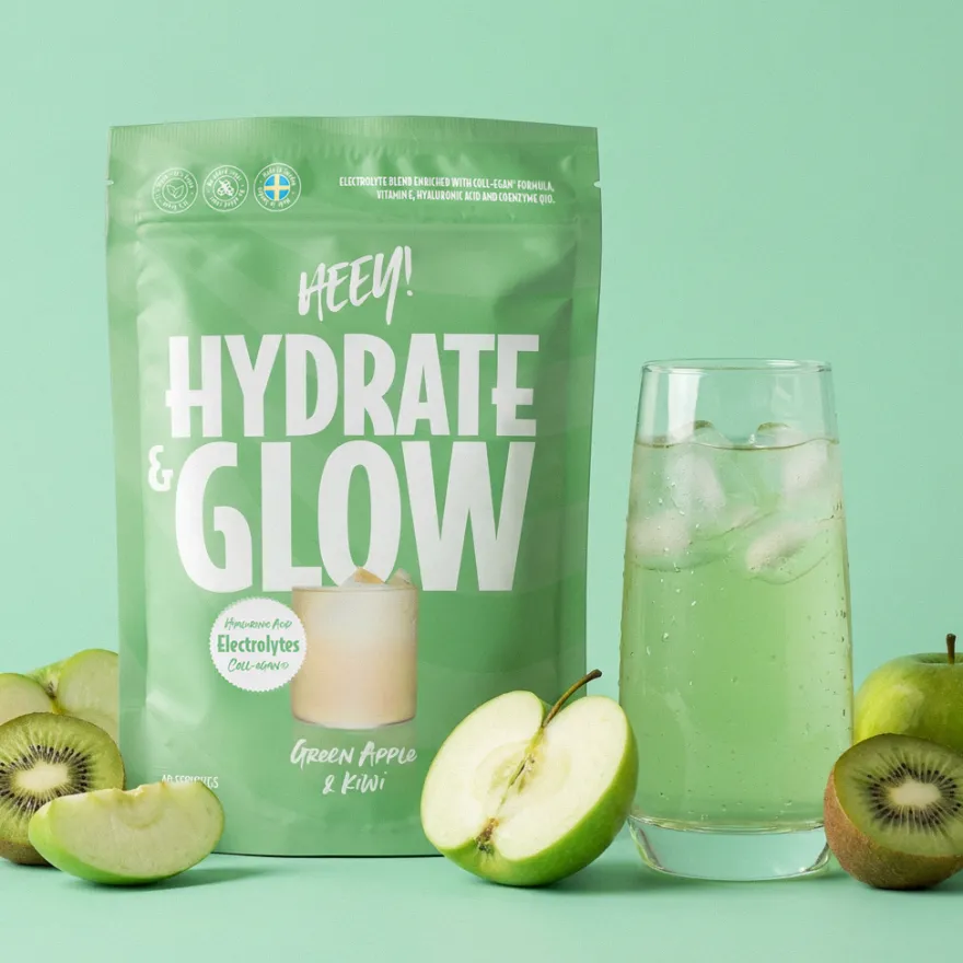 Heey! Hydrate & Glow Electrolytes + Coll-egan® Green Apple & Kiwi
