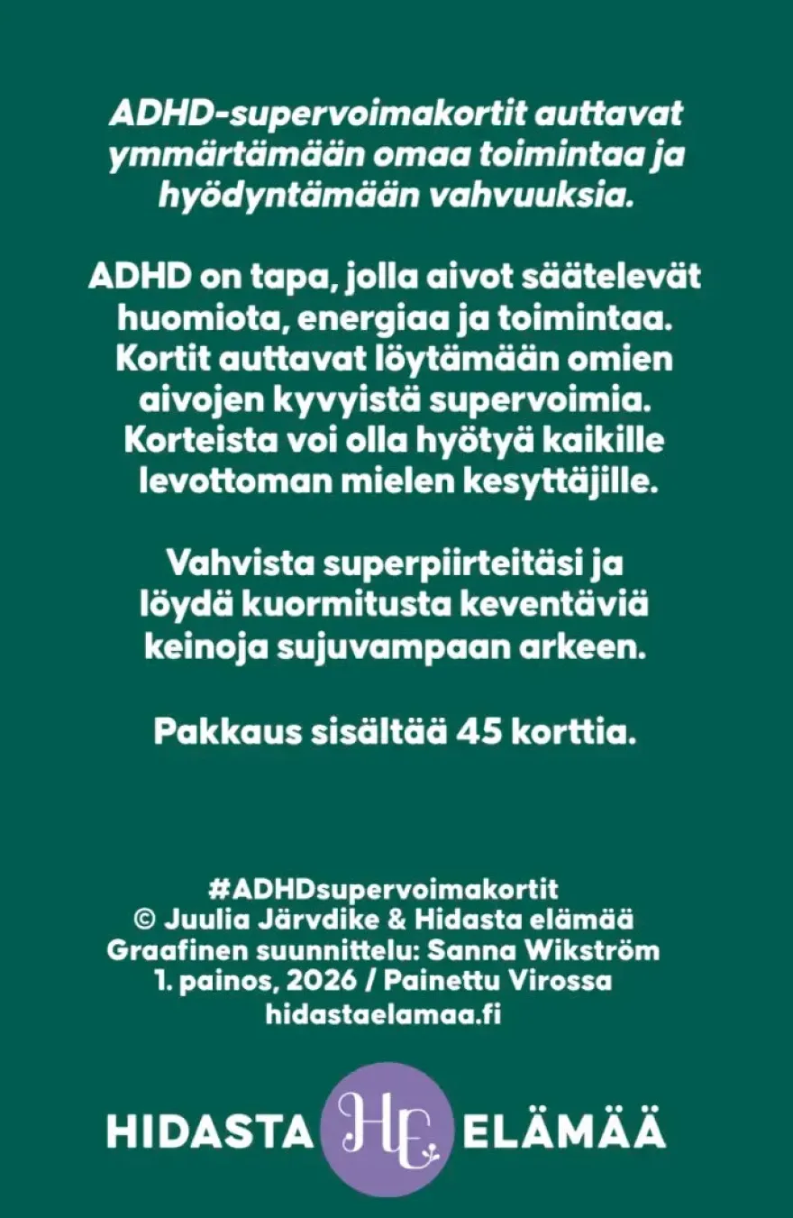 Hidasta Elämää ADHD-supervoimakortit