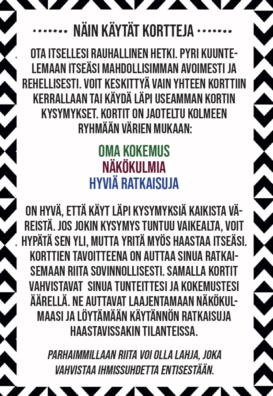 Hidasta Elämää Riidan Ratkaisu -kortit