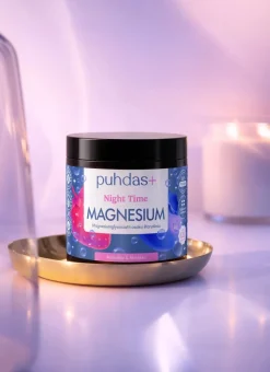 Puhdas+ Night Time Magnesium Mansikka-Mustikka