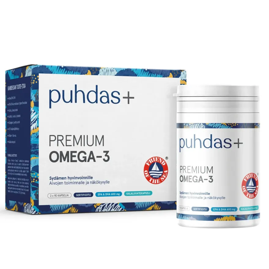 Puhdas+ Premium Omega-3 -kapselit