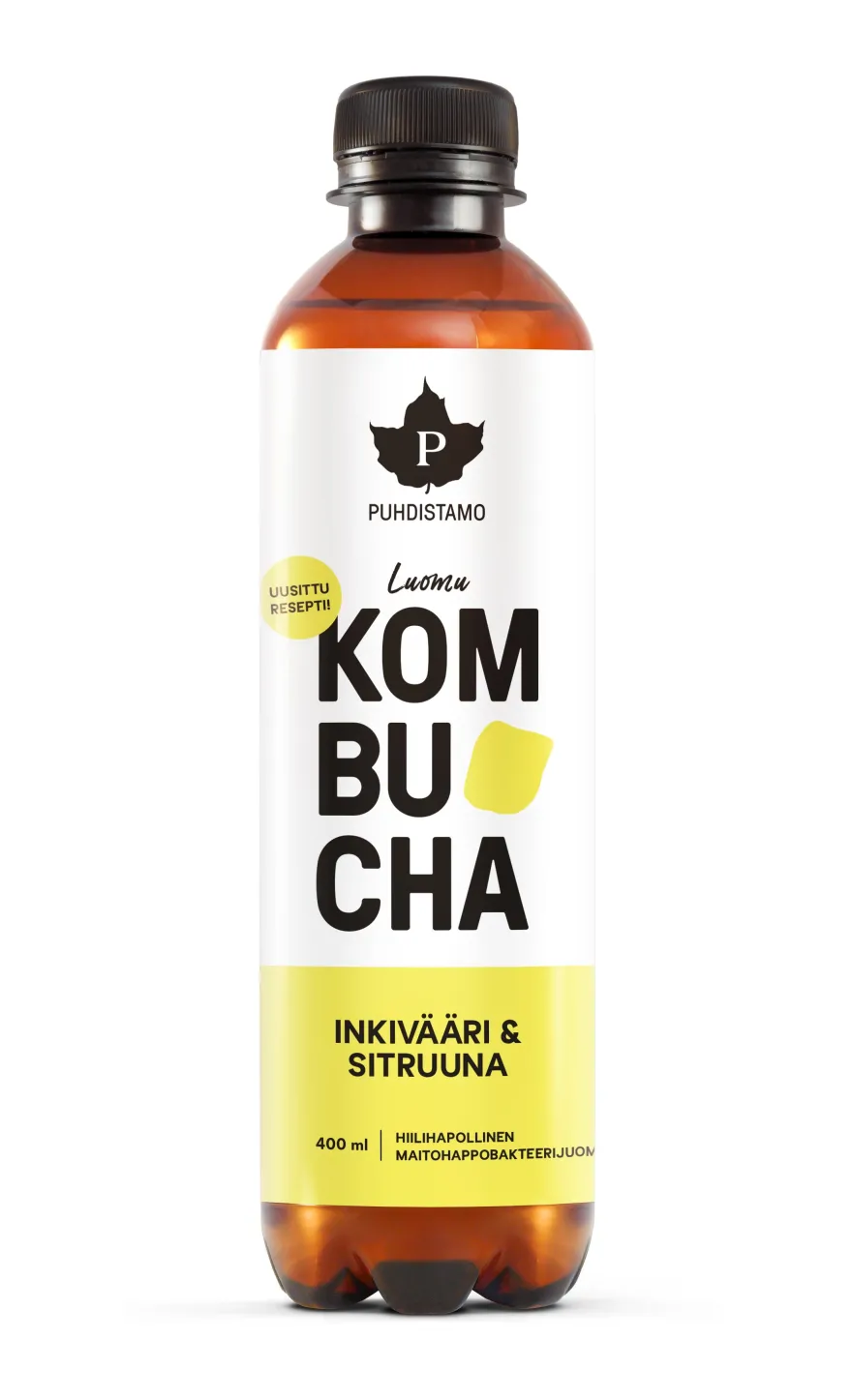Puhdistamo Luomu Kombucha Inkivääri-Sitruuna, 12-pack