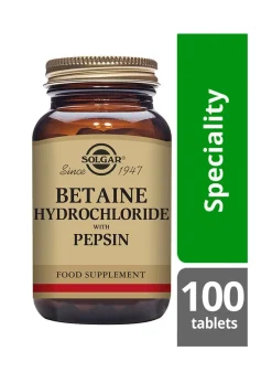 Solgar Betaiinihydrokloridi + pepsiini (Parasta ennen 31.10.2026)
