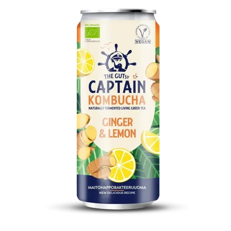 The Gutsy Captain Luomu Kombucha Ginger-Lemon