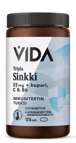 Vida Tripla Sinkki 25 mg + Kupari, C & B6
